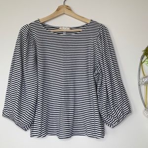 Anthropologie Eri + Ali Balloon Sleeve Striped Top